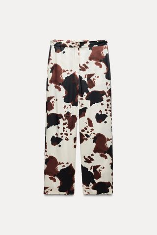 Zw Collection Straight Fit Animal Print Trousers