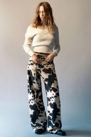 Cow Print Baggy Trousers