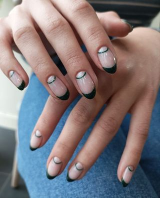 @buffcs forest green French tip nails