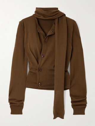 Asymmetric Wool-Blend Cardigan