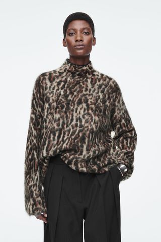 Leopard-Jacquard Mohair-Blend Jumper