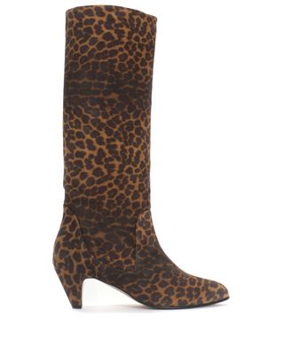 Valle 50 Stiletto Calf Suede Print Leopard