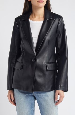 Faux Leather Blazer