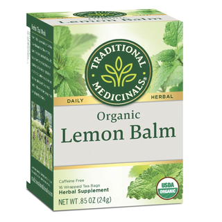 Traditional Medicinals Organic Lemon Balm Herbal Tea, Calming and Supports Digestion, (pack of 6) - 96 Tea Bags Total