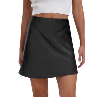 QAFOPEH, Satin Mini Skirt