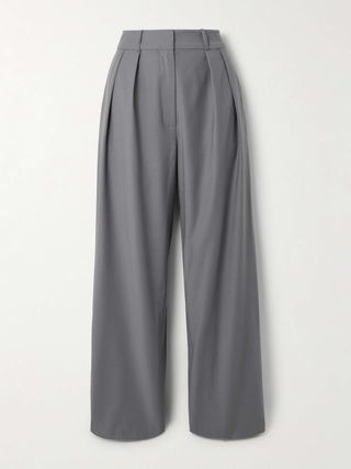 Ripley Pleated Grain De Poudre Wide-Leg Pants