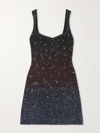 Galaxy Embellished Stretch-Mesh Mini Dress