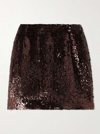 Tropicana Coci Velvet-Trimmed Sequined Crepe Mini Skirt