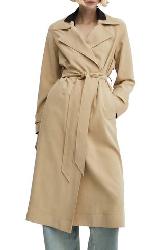 Water Repellent Flowy Lapel Trench Coat