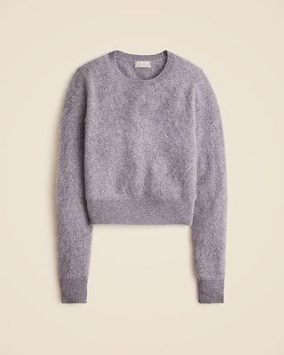 Brushed Cashmere Shrunken Crewneck Sweater