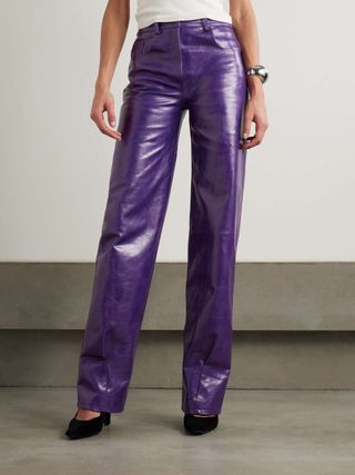 Vante Leather Straight-Leg Pants