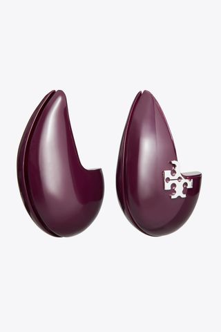 Tory Burch Wave Earring in Eggplant