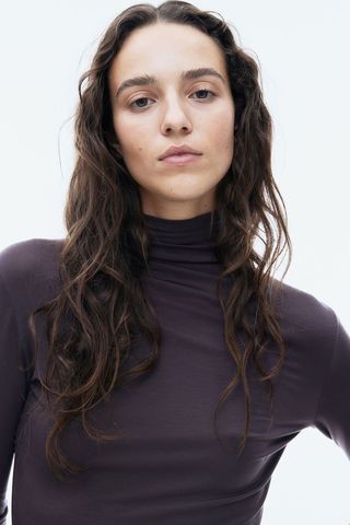 Lyocell Mock Turtleneck Top