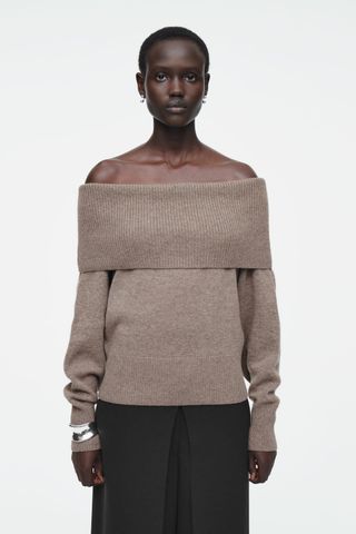 Off-The-Shoulder Merino Wool Sweater