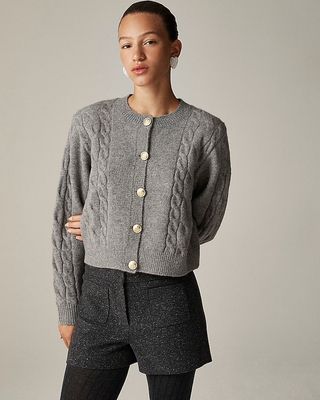 Cable-Knit Cardigan Sweater