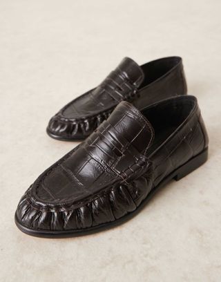 Asos Edition Premium Leather Loafer in Burgundy Croc