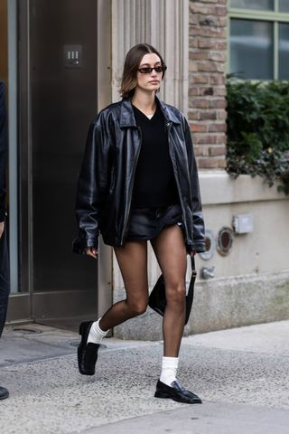 Hailey Bieber is seen on January 27, 2023 in New York City. (Photo by Gotham/GC Images)