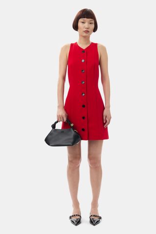 Red Twill Suiting Mini Dress