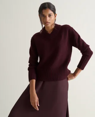 riseandfall, Women's Merino Cashmere V-Neck Jumper