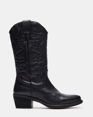 Steve Madden Hayward Black Leather Boots in Black