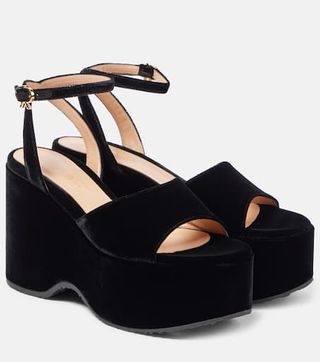 Velvet Wedge Sandals