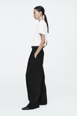 COS RELAXED TAILORED WOOL WIDE-LEG TROUSERS