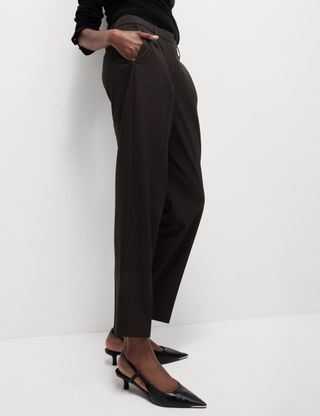 Pleat Front Tapered Ankle Grazer Trousers