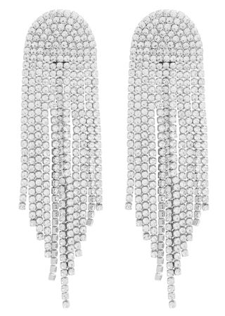 Crystal-Embellished Fringed Drop Earrings