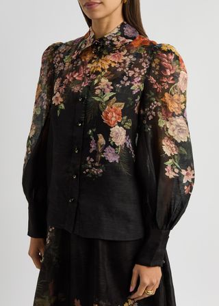 Pavilion Floral-Print Linen-Blend Blouse