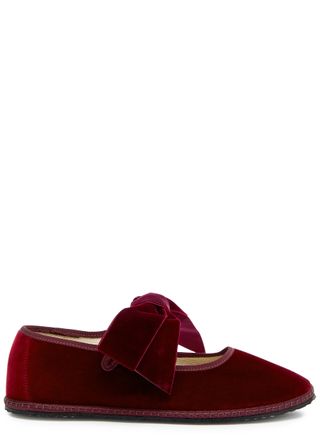 Bow Velvet Mary Jane Flats