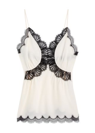 Lace-Trimmed Silk Camisole Top