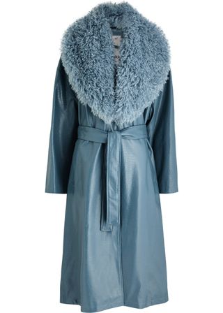 Blake Faux Fur-Trimmed Faux Leather Coat