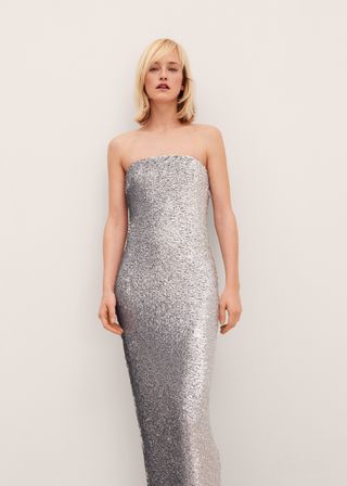 Strapless Sequined Dress - Women | Mango United Kingdom