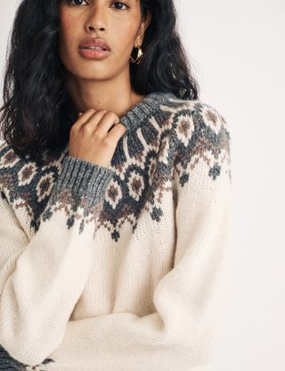 Cream Fair Isle Chunky Knitted Wool Jumper