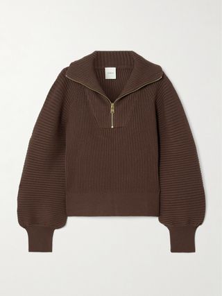 Reid Ribbed-Knit Half-Zip Sweater