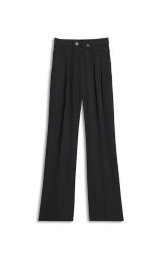 Twill Crisscross Waistband Wide Leg Trouser