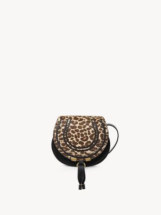 Small Marcie Saddle Bag in Leopard-Print Leather