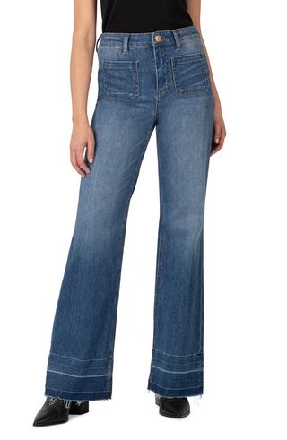 Goldie Patch Pocket High Waist Super Flare Jeans