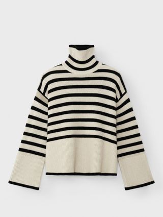 Signature Stripe Turtleneck Light Sand