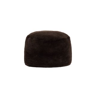 Shearling Pillbox Hat Bark