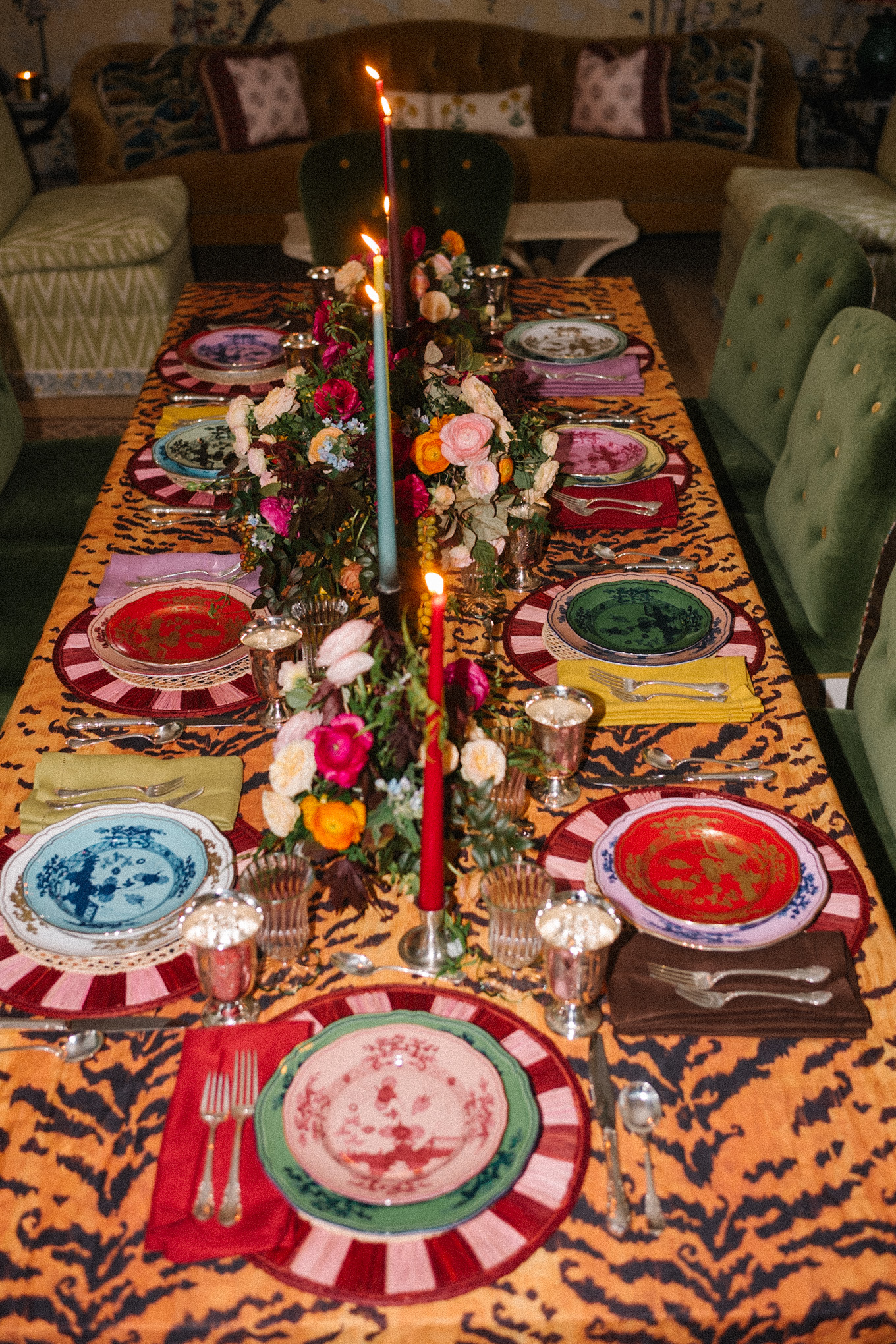 colorful holiday tablescape