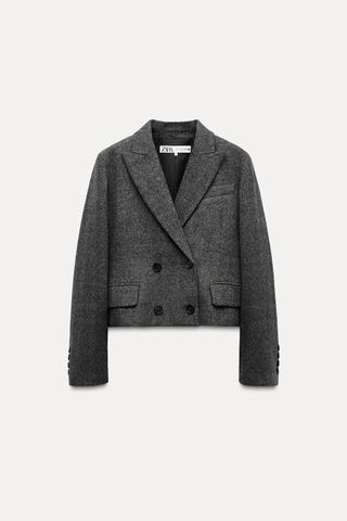 Wool Blend Herringbone Blazer Zw Collection