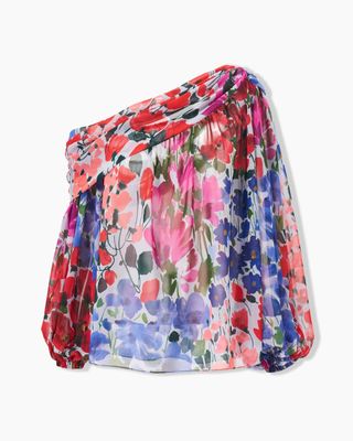 Carolina Herrera Jardin-Print One-Shoulder Top