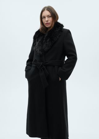 Manteco Wool Coat With Detachable Fur Collar - Women | Mango Usa