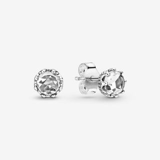 Clear Sparkling Crown Stud Earrings