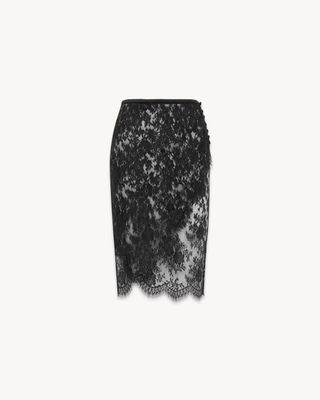 Saint Laurent, wrap pencil skirt in lace