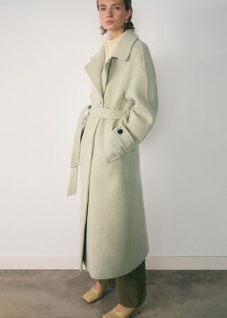 MANGO Woolen Coat With Belt 