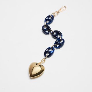 Navy Big Puffy Heart Chain Bag Charm