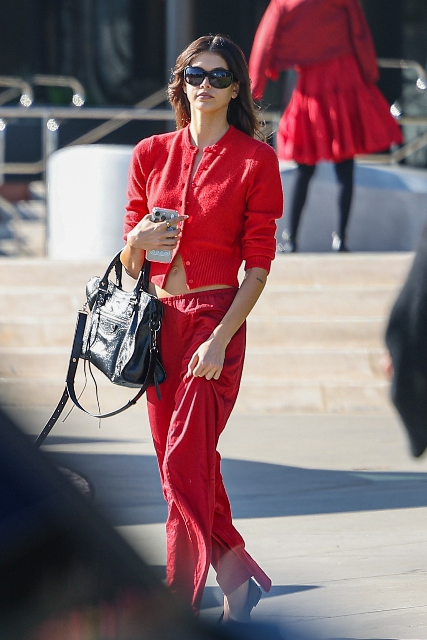 Los Angeles CA  EXCLUSIVE  Model Kaia Gerber was spotted enjoying coffee with a friend in Los Angeles. The fashion icon...