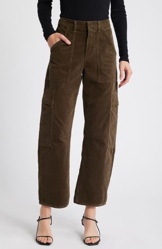 Marcelle Low Rise Barrel Corduroy Cargo Pants